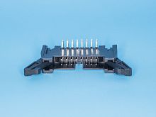 Разъем IDC 2х8 вилка на плату, шаг 2.54мм, с защелками, прямой угол SCM-16R