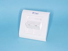 Розетка компьютерная, 1 порт RJ-45, 8P8C, для внутренней проводки, кат.5е, универсальная, двойная, PCnet EFAU-2-44