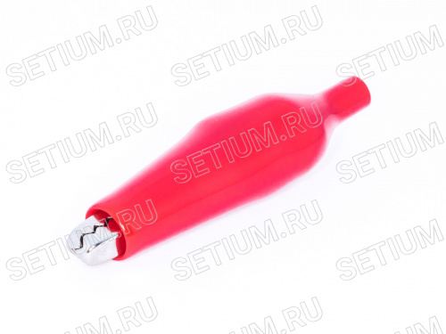 Зажим изолированный 62мм тип 'aligator', красный ITA-62R