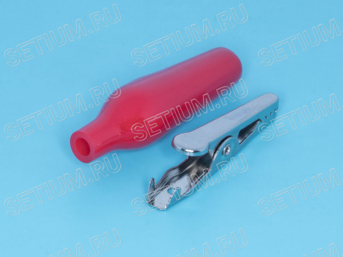 Зажим изолированный 43мм тип 'aligator', красный ITA-43R фото 3