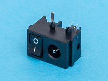 Разъем питания штыревой 2,1мм, вилка на плату с выключателем DJK-30A