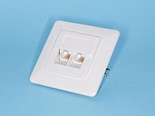 Розетка компьютерная для внутренней  проводки, 2 порта RJ-45, кат. 5е, тип KRONE, белая TJI2-5K-W