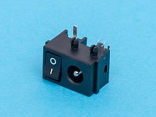 Разъем питания штыревой 2,5мм, вилка на плату с выключателем DJK-30B