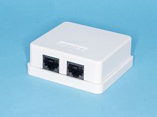 Розетка компьютерная, 2 порта RJ-45 кат. 5е, тип KRONE, белая TJC2-5K