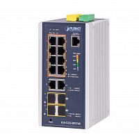 Промышленный управляемый L2+ коммутатор Planet 8 портов 10/100/1000 Мб/с 802.3at PoE, 2 порта 10/100/1000 Мб/с, 2 слота SFP 100/1000 Мб/с, 2 слота SFP 1000/2500 Мб/с IGS-5225-8P2T4S