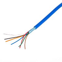 Кабель коммуникационный 6 проводов, 28 AWG, бухта 50м, экранированный, синий CCC-6GL