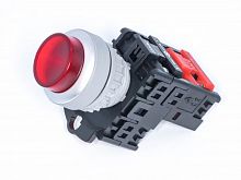 Кнопка управления выступающая, с подсветкой, без фиксации, d 30 мм, НЗ, красная TN2IL2RN-1B