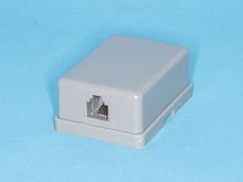 Розетка телефонная, 1 порт RJ-11, серая TJCM6P4C-G