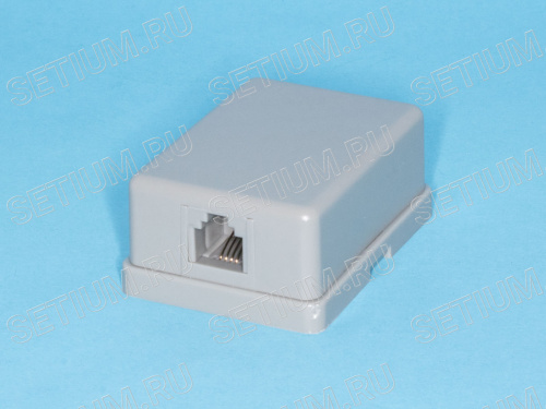 Розетка телефонная, 1 порт RJ-11, серая TJCM6P4C-G