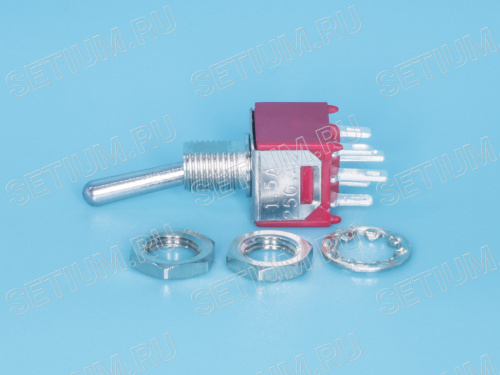 Тумблер мини 6 конт. DPDT (on-on) (B070E) PST-42A фото 3