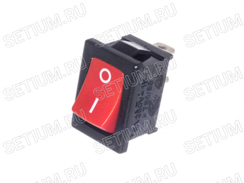 Выключатель 220В 2 контакта 19х13мм, красный, вкл-выкл SWR-41R