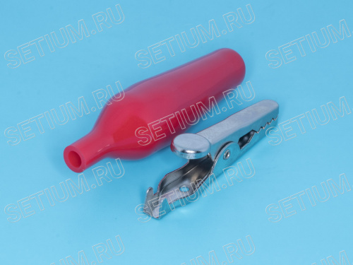 Зажим изолированный 62мм тип 'aligator', красный ITA-62R фото 3