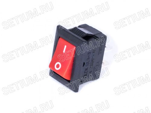 Выключатель 220В 2 контакта 15х10мм, красный, вкл-выкл SWR-81R