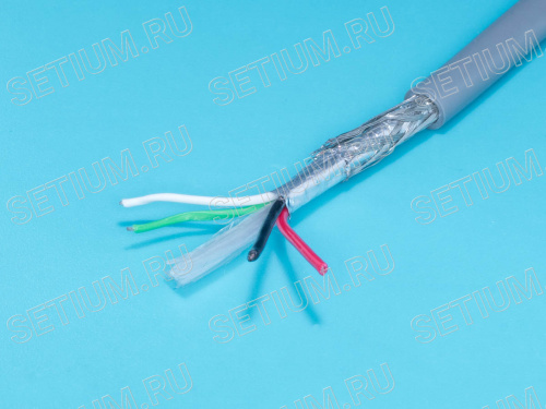 Кабель USB 4 провода, бухта 50 м, серый USB-4C