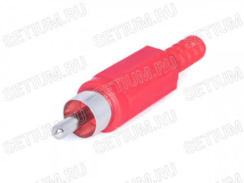 Разъем RCA-тюльпан, вилка на кабель, красный RPC-1-R
