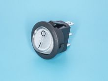 Выключатель 220В 3 контакта круглый, d 20мм с подсветкой, белый, вкл-выкл SWR-21W/L