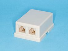 Розетка телефонная, 2 порта RJ-11, мини, бежевая TJCM2 6P4C-I