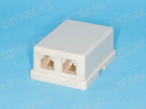 Розетка телефонная, 2 порта RJ-11, мини, бежевая TJCM2 6P4C-I