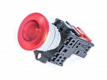 Кнопка управления грибовидная, с подсветкой, без фиксации, d 38 мм, НЗ, красная TN2IM2RN-1B