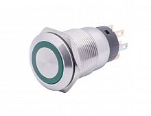 Кнопка управления герметичная, с подсветкой, с фиксацией, d 22 мм, 2НР+2НЗ, зеленая TT19AL2G2
