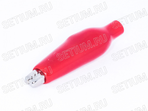 Зажим изолированный 43мм тип 'aligator', красный ITA-43R