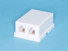 Розетка телефонная, 2 порта RJ-11, мини, белая TJCM2 6P4C-W