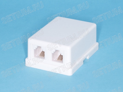 Розетка телефонная, 2 порта RJ-11, мини, белая TJCM2 6P4C-W