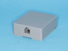 Розетка телефонная, 1 порт RJ-11, серая TJC6P4C-G