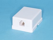 Розетка телефонная, 1 порт RJ-11, мини, белая TJCM6P4C-W