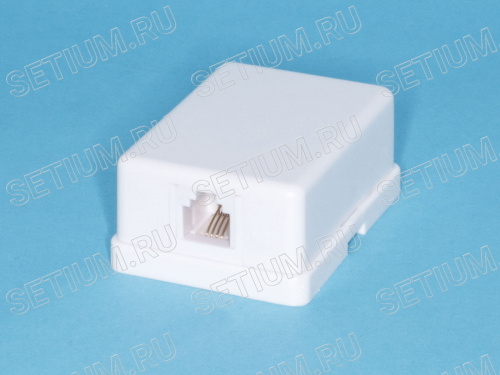 Розетка телефонная, 1 порт RJ-11, мини, белая TJCM6P4C-W