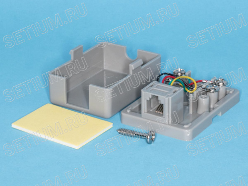 Розетка телефонная, 1 порт RJ-11, серая TJCM6P4C-G фото 4