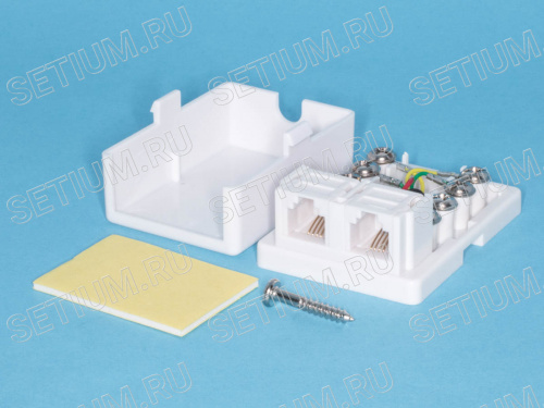 Розетка телефонная, 2 порта RJ-11, мини, белая TJCM2 6P4C-W фото 4