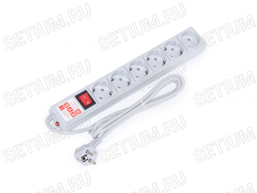 Сетевой фильтр Power Cube, 6 розеток, серый, 1,9м SPG(5+1)-B-6