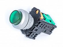 Кнопка управления выступающая, с подсветкой, без фиксации, d 30 мм, НР, зеленая TN2IL2GN-1A