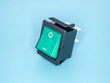 Выключатель 220В 4 контакта 29х22мм с подсветкой, зеленый, крепление защелка SWR-78/G