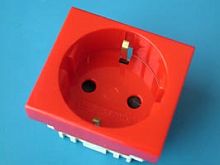 Розетка 220В  50х45, серия VIVA, ДКС, красная DKC-45015