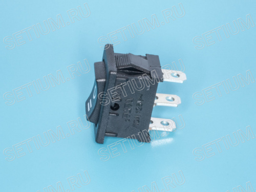 Выключатель 220В 3 контакта18х13мм, B100J, черный, крепление защелка SWR-43 фото 3