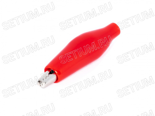 Зажим изолированный 37мм тип 'aligator', красный ITA-37R