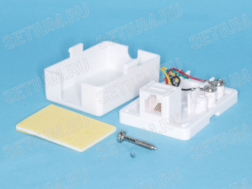 Розетка телефонная, 1 порт RJ-11, мини, белая TJCM6P4C-W фото 4