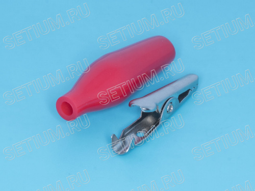 Зажим изолированный 37мм тип 'aligator', красный ITA-37R фото 3